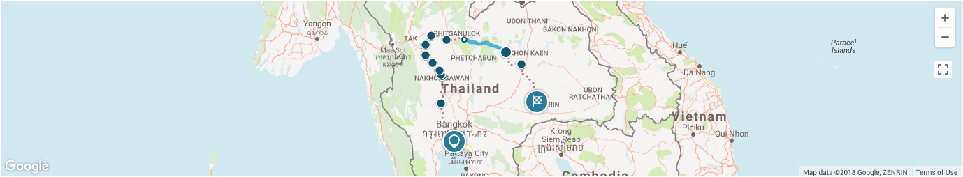 Overview of trip on world map
