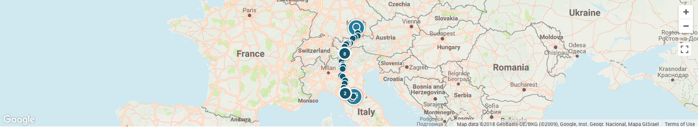 Overview of trip on world map
