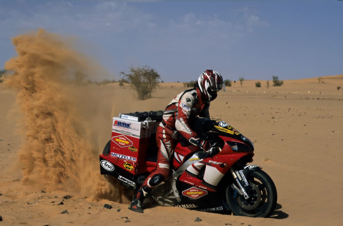 Hot Saharan weather means sweaty leathers