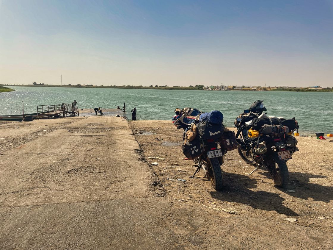 Waiting on the Senegalese side on the ferry to cross the Senegal river into  Mauretania, Rosso Town 