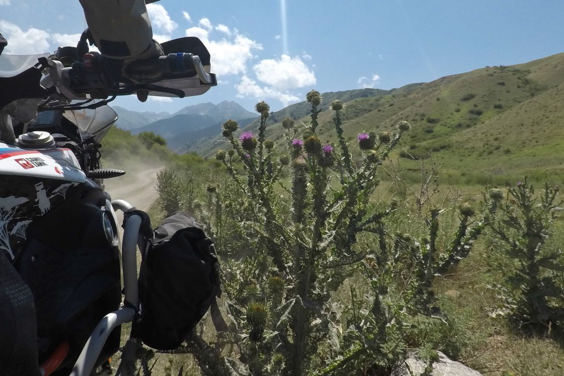 On her bike through kazakhstan
