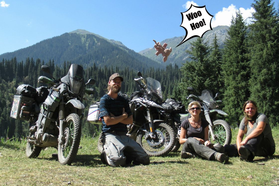 On her bike through Kazakhstan