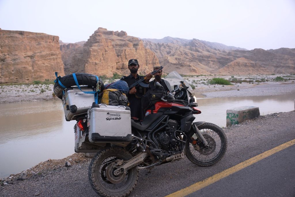 Armed guards on the way to Quetta, Pakistan.