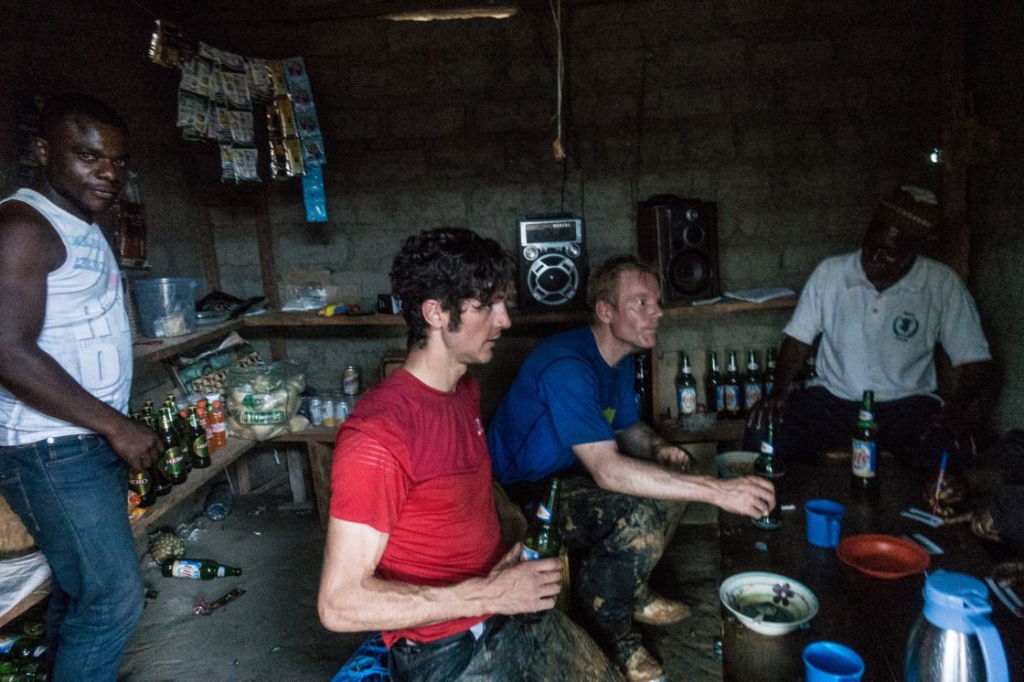 Beer = Life. Chief Abu Simon welcoming us to his village.