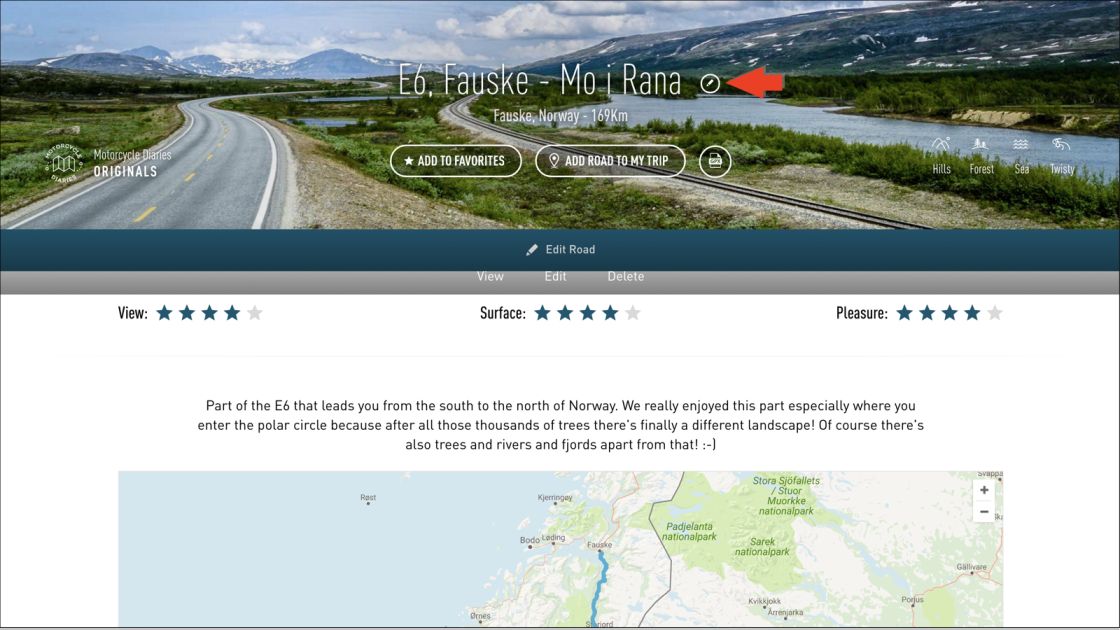  If you've made a mistake, you can always edit your road. Go to your profile and click on the road that needs correcting.