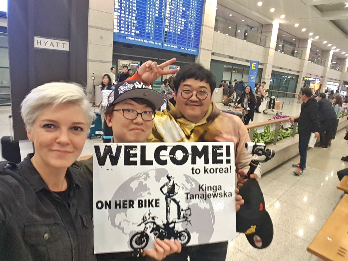 My personal 2 man welcome party at the airport in Seoul.