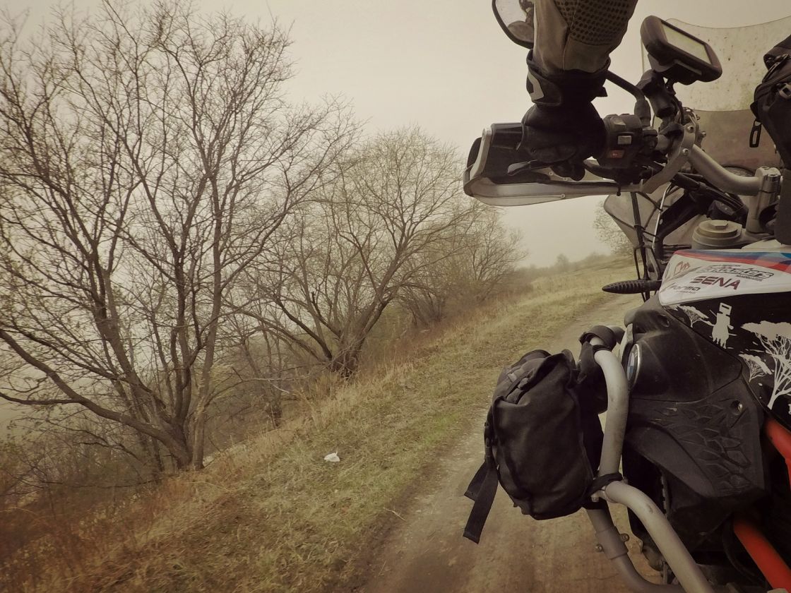 On her bike, adventure riding