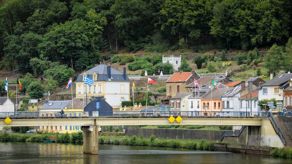 Stay in Monthermé. This is the town's bridge across the River Meuse