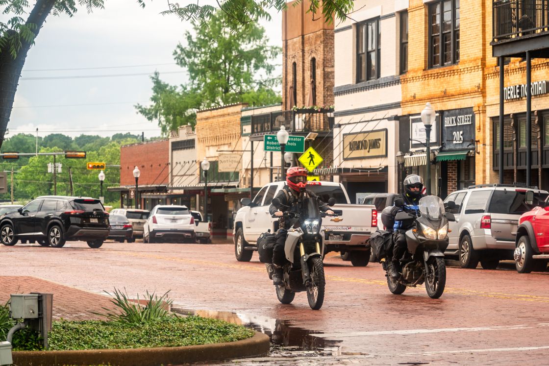 Robert Baldinger and Dave “Texas-Dave” Hunninghake rolling into Nacogdoches.