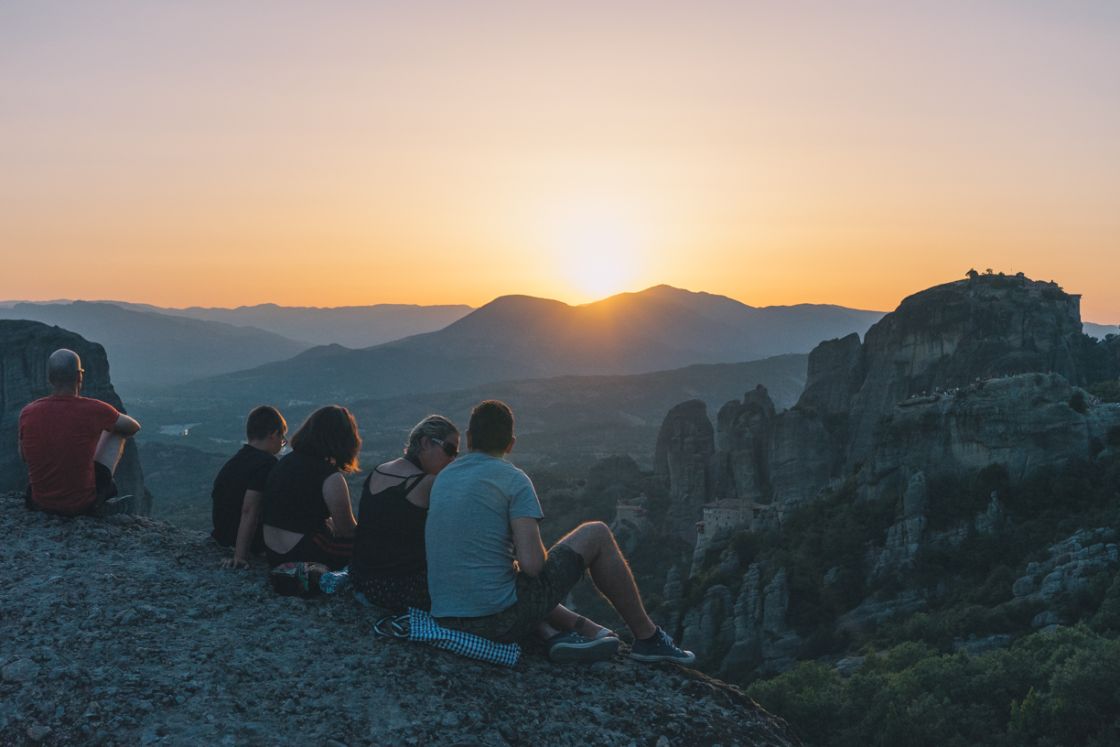 The amazing scenery of Meteora during the sunset.