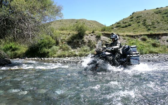 On her bike through Kazakhstan