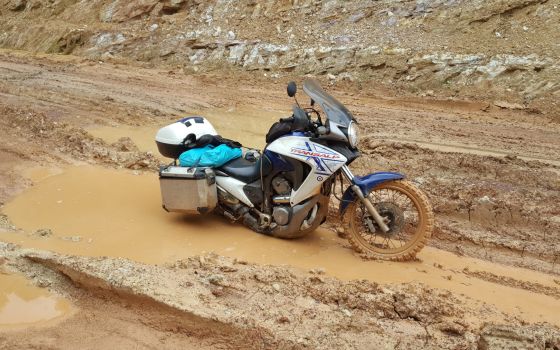 Gabon - a rainy day and a very deep puddle