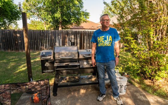 Texas personified in the portrait of Texas-Dave, barbequing.