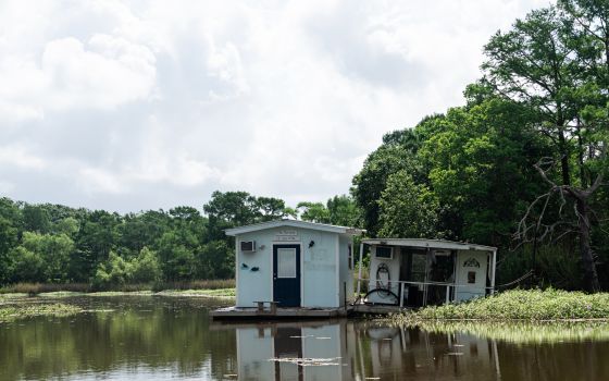 The not-industry-standard floating homes of local inhabitants, “the swamp people”.