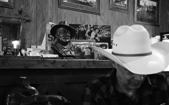 John Wayne in the back and the modern Swedish version, Robert, in the front.