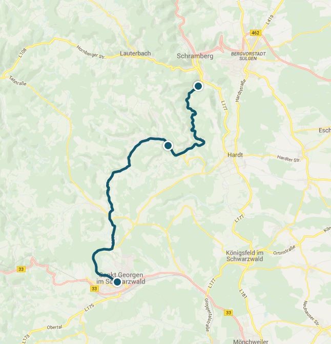 Esto es una ruta: L176 de Schramberg a Sankt Georgen im Schwarzwald  